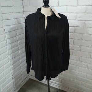 NWT Haver & Blair London Ladies Size Large Black Loose Fit V-neck Blouse